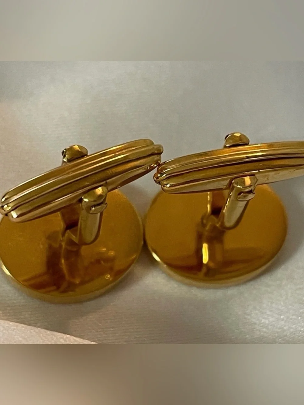 Authentic Alfred Dunhill Gold Plated Oval  Cufflinks with Logo Accent